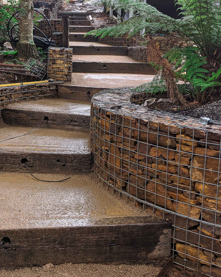 Leura_Rock Gabion Wall 1